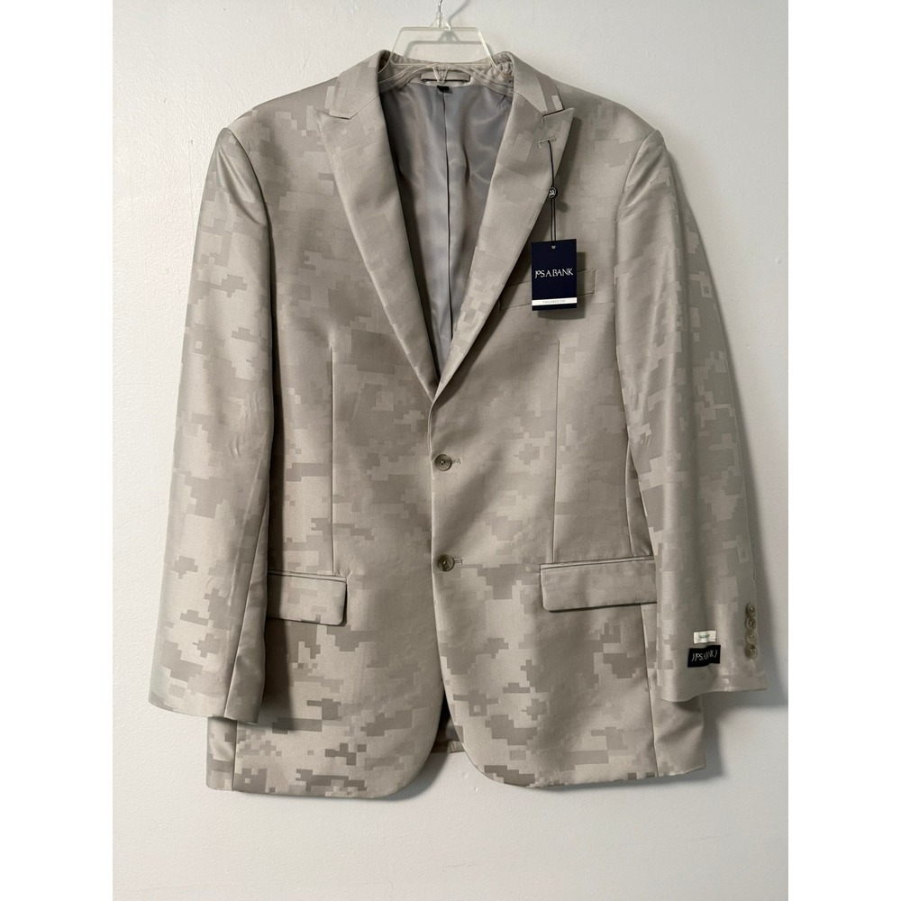 Jos A Bank Men 44L Tailored Fit Digital Camo Dinner Jacket Silver Grey Minecraft